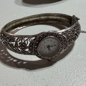Vintage Sterling Silver Marcacite Watch 6.75"  (3)